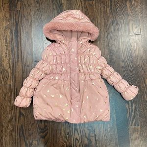 Kensie Girl's Heart Foil Printed Pink Jacket, 2T